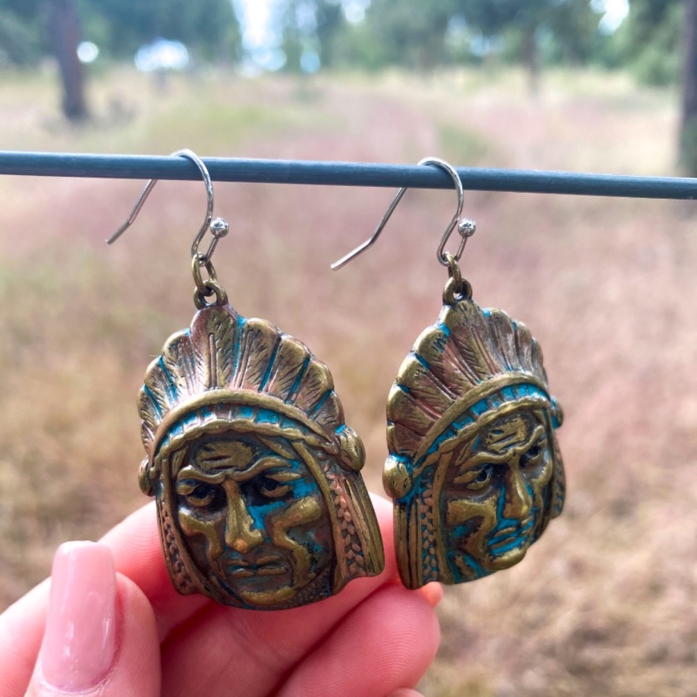Turquoise and copper hand painted